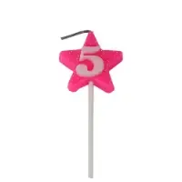 VELA ESTRELA GLITTER ROSA 5 PIFFER 10X01
