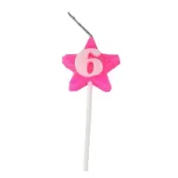 VELA ESTRELA GLITTER ROSA 6 PIFFER 10X01
