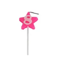 VELA ESTRELA GLITTER ROSA 8 PIFFER 10X01