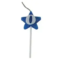 VELA ESTRELA GLITTER AZUL 0 PIFFER 10X01
