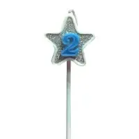 VELA ESTRELA GLITTER AZUL 2 PIFFER 10X01