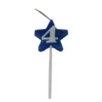 VELA ESTRELA GLITTER AZUL 4 PIFFER 10X01