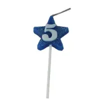 VELA ESTRELA GLITTER AZUL 5 PIFFER 10X01