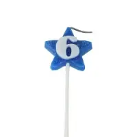 VELA ESTRELA GLITTER AZUL 6 PIFFER 10X01
