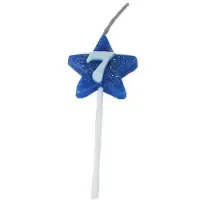 VELA ESTRELA GLITTER AZUL 7 PIFFER 10X01