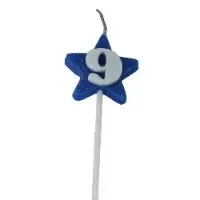 VELA ESTRELA GLITTER AZUL 9 PIFFER 10X01